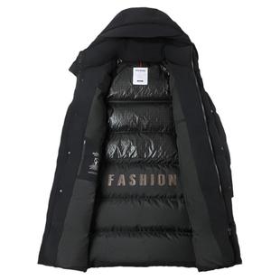 雪中飞羽绒服男中长款冬装新款抗寒超厚保暖白鸭绒外套含量300克+