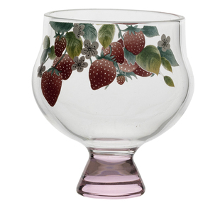 束刻清新草莓玻璃主人杯高颜值透明盖碗茶杯茶具个人专用杯品茗杯