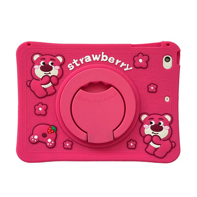 带笔槽横竖撑卡通硅胶苹果平板壳