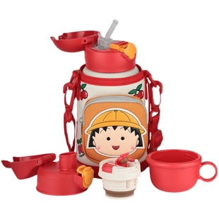 张佳宁同款杯具熊樱桃小丸子保温杯海绵宝宝口袋儿童三用吸管杯子