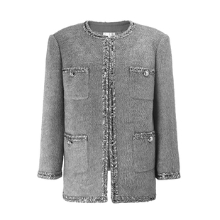 EVAOUXIU轻奢风高级加厚毛呢小香风外套/直筒半裙秋冬时尚两件套