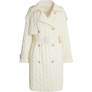 【商场同款】玛丝菲尔女装冬季新款乳白色菱格长袖保暖鹅绒羽绒服