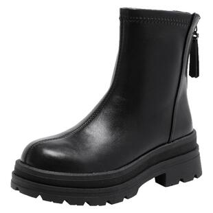 大东厚底加绒短靴女2026新款秋冬巨好看靴子黑色瘦瘦靴百搭马丁靴