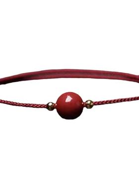 天然原矿紫金朱砂红绳手链