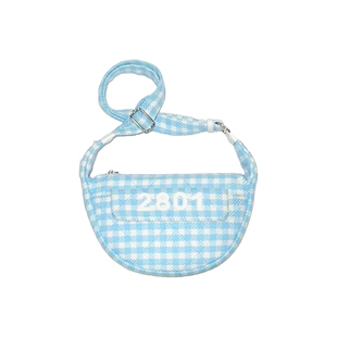 2801 格纹斜挎布艺包包 可调节 重工小香风面料 腰包单肩包