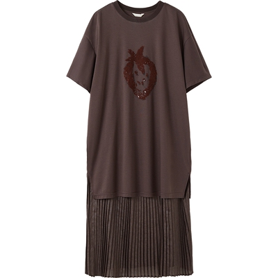 播商场同款拼接直筒短袖连衣裙女秋新品休闲长裙BDS3LD3032