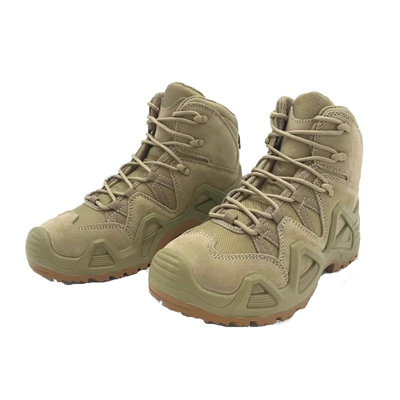 新款战术靴男中帮作战靴户外徒步登山靴防滑训练鞋超轻美式工装靴