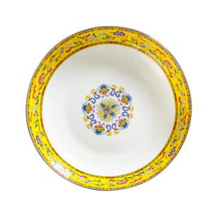 景德镇珐琅彩瓷盘菜盘深盘家用中式高档金边骨瓷8寸盘大容量饭盘