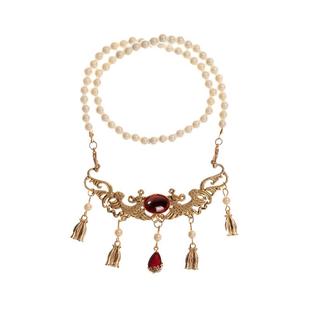 汉服珍珠软璎珞坦领古风项圈旗袍日常百搭项链发饰复古额饰眉心坠