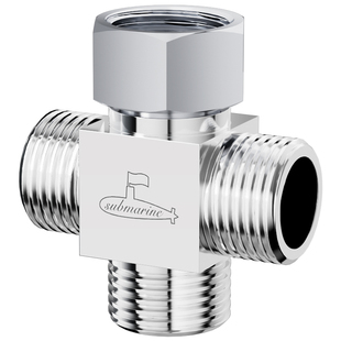 潜水艇四通接头全铜一进三出活接分水阀46分角阀水龙头淋浴分水器