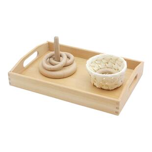 蒙生教育蒙台梭利感官玩具托盘底坐榉木套环工作教具儿童智力益智