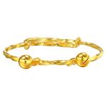 周生生足金BB宝宝儿童小金珠黄金手镯响铃铃铛镯子13195k