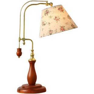 文艺复古ins风卧室床头灯美式乡村客厅实木灯饰温馨浪漫民国台灯