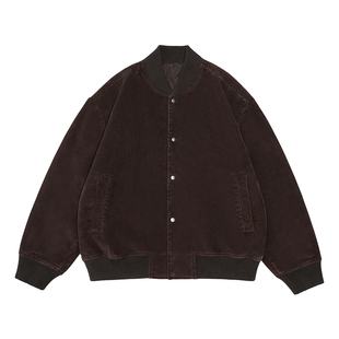 TOPTIER BRO 复古做旧灯芯绒棉服男秋冬季加厚保暖棒球领短宽外套