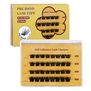 免胶浓密欧美分段睫毛无甲醛热销款大容量5D单簇睫毛蓬松假睫毛