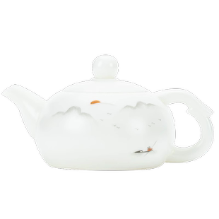 钰铨龙门 德化羊脂玉白瓷素烧手绘水墨画手工陶瓷茶壶高档泡茶壶