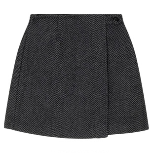 Heatherich裙子女2026春季新款通勤简约高腰A字不对称短裙589279