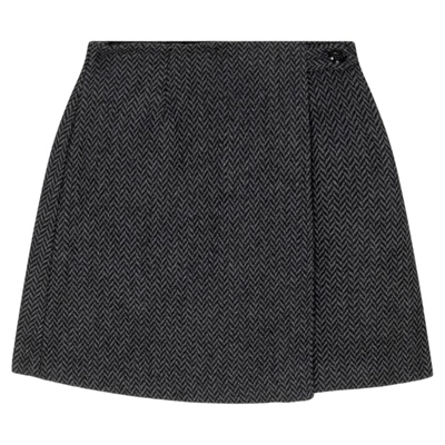 Heatherich裙子女2026春季新款通勤简约高腰A字不对称短裙589279