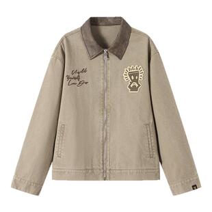 薛之谦dsp新秋季男女款潮流底特律工装夹克美式复古翻领刺绣外套