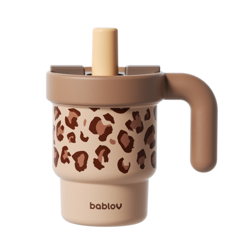 bablov豹纹保温杯女生高颜值水杯
