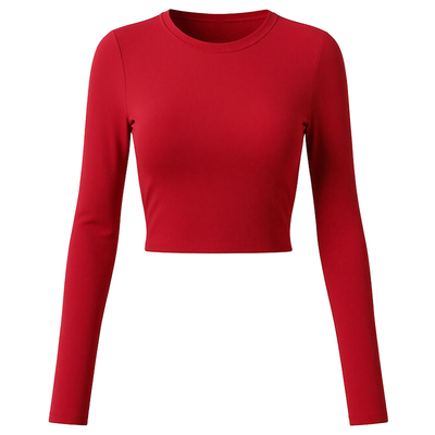 dcw裸感紧身显瘦短款瑜伽长袖女