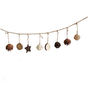 木片松果藤球原木挂饰墙面装饰民宿客栈幼儿园创意壁挂森系挂件