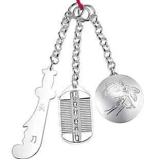 关刀梳子银镜三件套宝宝银饰吊坠孕妇婴儿压惊别针纯银挂件满月礼