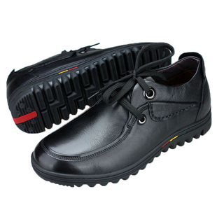 男士内增高皮鞋真皮软底商务休闲皮鞋加绒爸爸保暖棉皮鞋36小码37