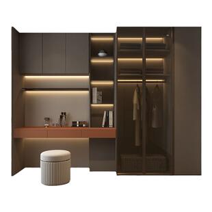 拉迷全屋定制卧室衣柜家用梳妆柜金属玻璃衣柜家具整体现代轻奢