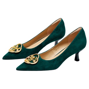 喜上梅梢蹀愫25年秋冬新款新中式单鞋5.5细跟高跟鞋TA65518-11