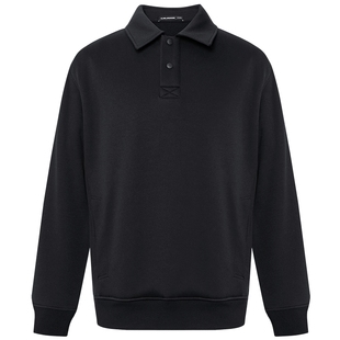 【加绒】利郎官方 长袖卫衣男士微阔宽松翻领2025冬季保暖T恤男装