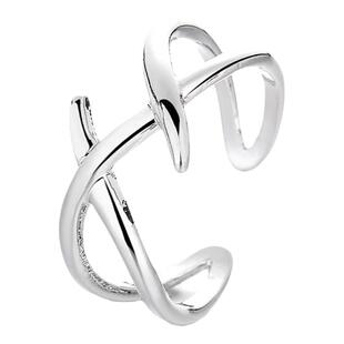 韩国 S925纯银几何交叉戒指女冷淡风黄金色H字母高级感中食指环戒