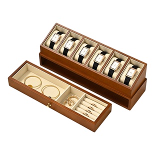 木世实木手表收纳盒家用腕表展示盒男女士多功能透明超纤手表盒