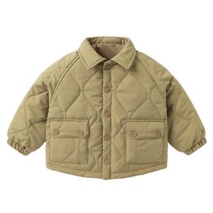 右欧儿童轻薄款棉服外套纯色洋气冬季新款童装男童女童休闲风棉袄