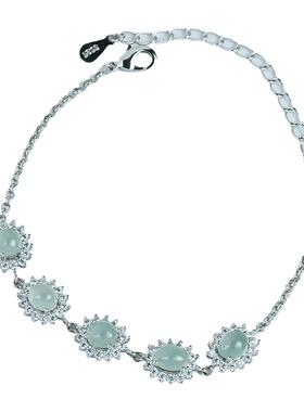 S925纯银镶嵌天然翡翠玉石手链