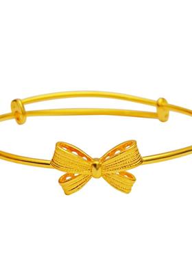 时尚百搭年轻女士蝴蝶结沙金手镯