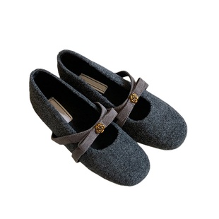 真皮版~内增高玛丽珍鞋女2025秋冬新款蝴蝶结保暖棉鞋加绒单鞋子