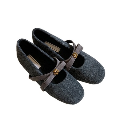 呢子~内增高5cm玛丽珍加绒单鞋