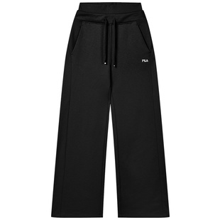 FILA斐乐针织长裤女2025秋冬新款双腰头阔腿裤加绒运动裤宽松裤子