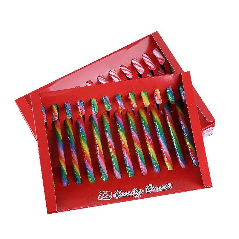 圣诞节拐杖糖拐棍可爱伞把彩虹棒棒糖果创意盒装礼物candy canes