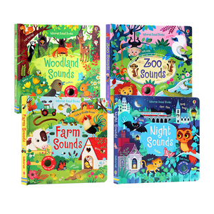 Usborne触摸音乐发声书系列4册 英文原版绘本 Garden/Zoo/Farm/Jungle Sounds花园四季农场丛林 儿童早教启蒙艺术认知英语读本
