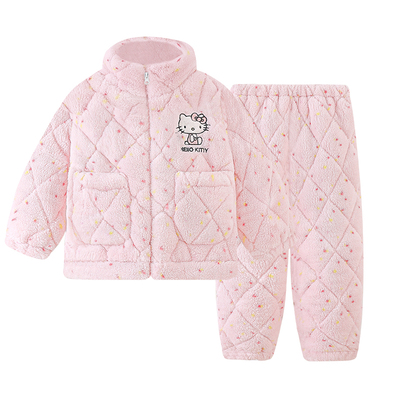 女童睡衣三层夹棉家居服