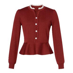 Koradior珂莱蒂尔2025春季新款细支羊毛优雅气质V领针织衫上衣女