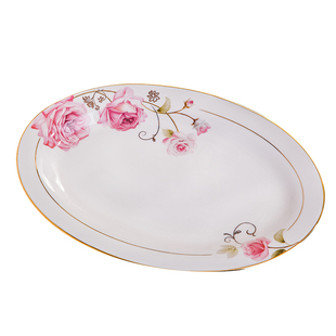 装鱼的鱼盘家用蒸鱼盘子单个鱼盘子新款椭圆形景德镇陶瓷大号菜盘