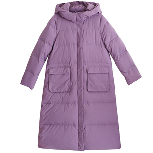 【予你温暖】纯色加厚连帽羽绒服女2025冬季长款保暖白鸭绒紫外套