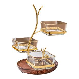 水果盘家用客厅茶几分格零食盘轻奢高档干果收纳盒玻璃2026新款