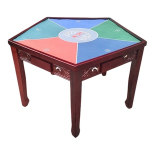 实木仿古五边六边棋牌桌扑克掼蛋够级五角桌子狗腿斗地主保皇桌子