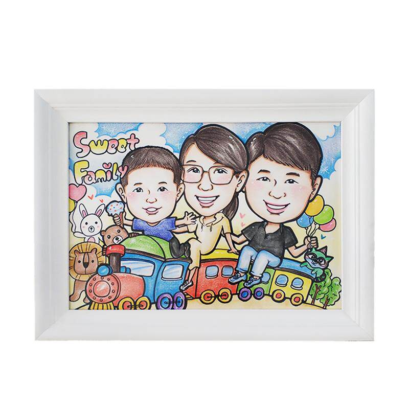 似颜绘纪念日带相框价格卡通插画