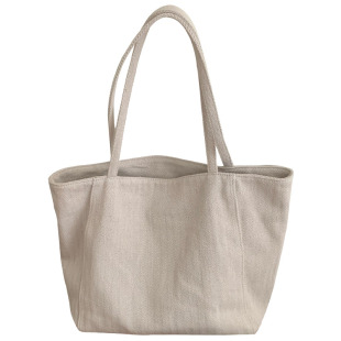 包包女2025新款大容量托特包韩版斜纹帆布包通勤单肩手提休闲女包