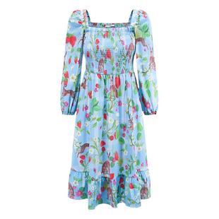 tanni新款度假休闲X版方领司马克设计连衣裙TM11DR033A